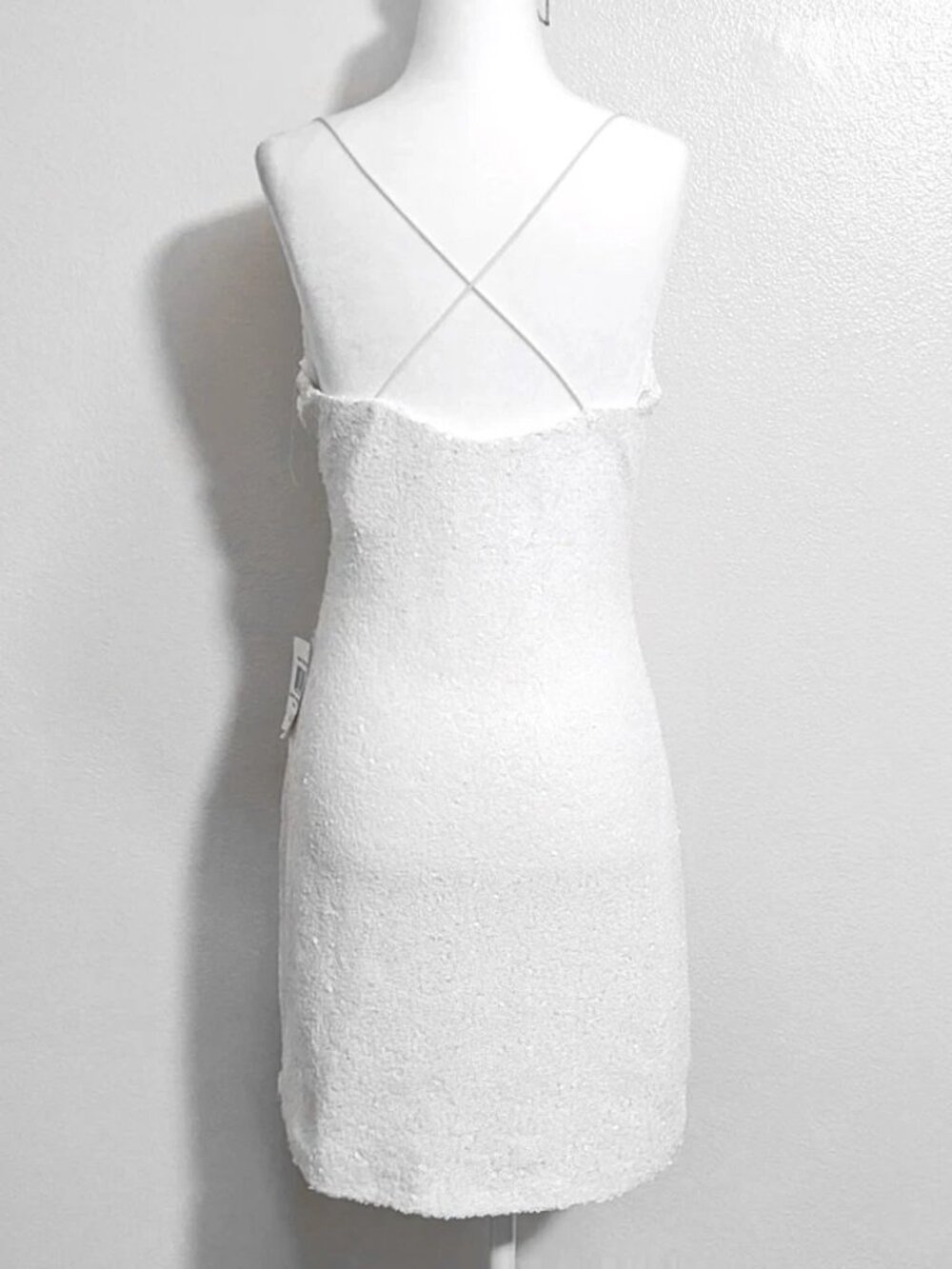 B. Darlin White Sequin Party Evening Cowl Neck Bodycon Dress - Picture 4 of 4